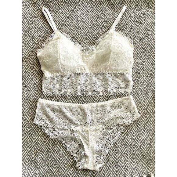 NEW Comfortable Lace Bralette Panty Set With Removable Pads Lingerie For Women - Picture 6 of 10